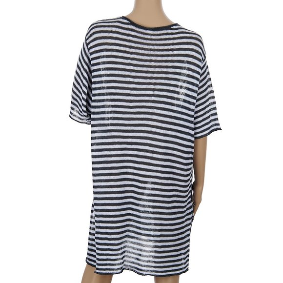 Eileen Fisher Half-Sleeve Striped Organic Linen Tunic Women's Size XL - Picture 6 of 6